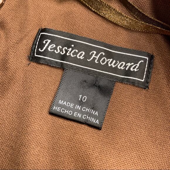 Jessica Howard brown ruffle v-neck sheath dress - Picture 9 of 10